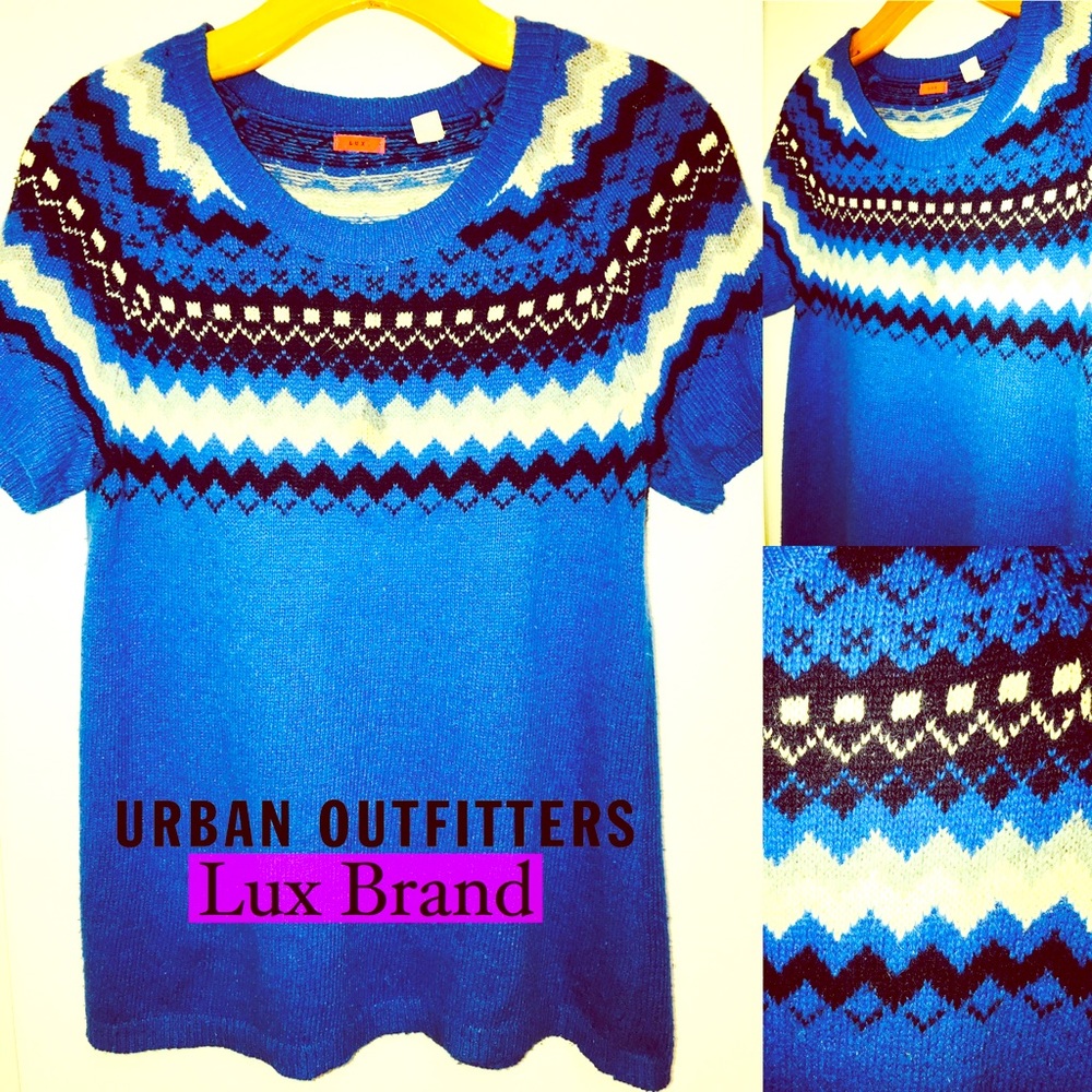 Urban Outfitter Lux Argyle Short Sleeve Sweater